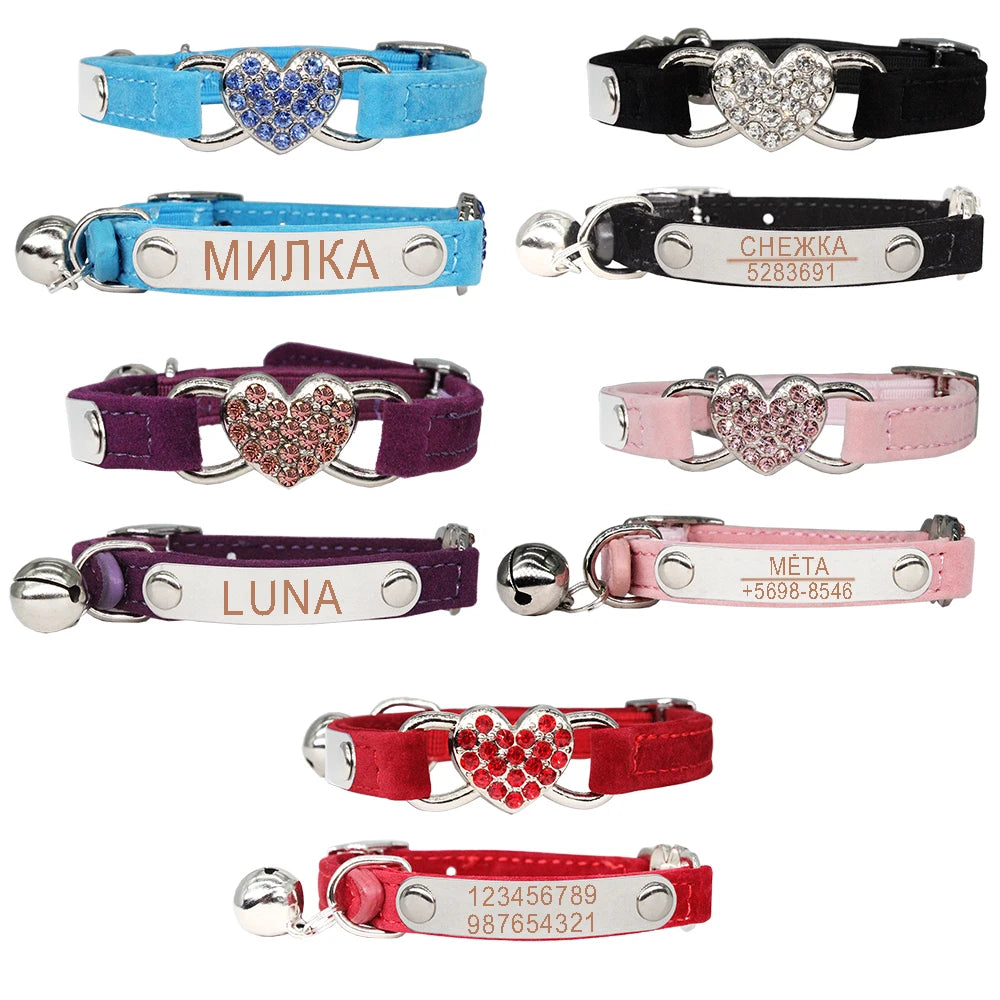 Collier pour chat coeur en strass autre vue