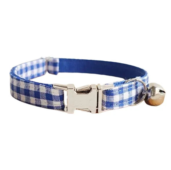 Katzenhalsband Luxus kariert mit Gravur