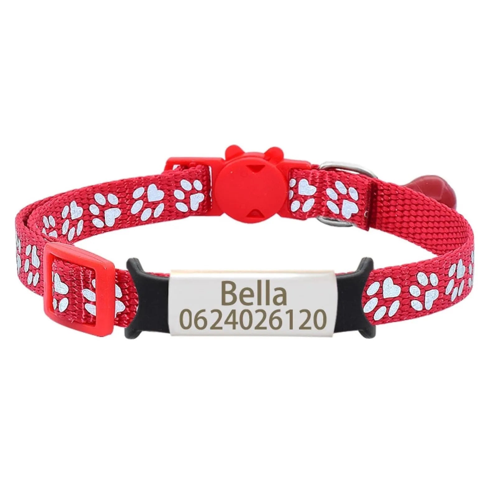 collier gravé pour chat rouge