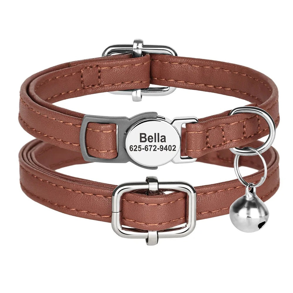 collier_cuir_marron_anti_etranglement | Chic et Chat