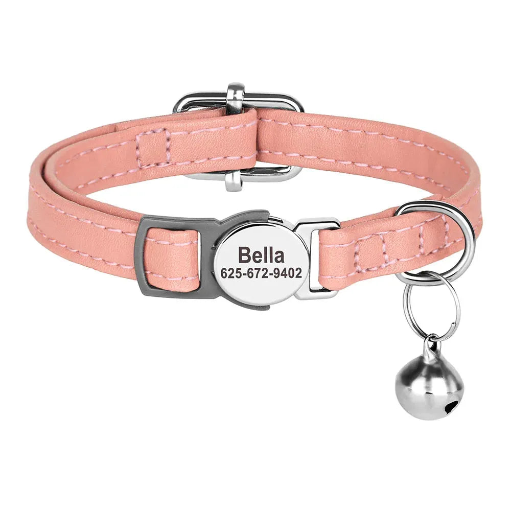 collier en cuir rose pour chat | Chic et Chat