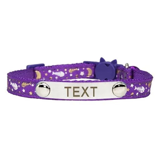 collier pour chat violet gravé