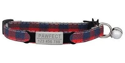 Collar de cuadros personalizable antiahogo para gato - Azul | Chic et Chat