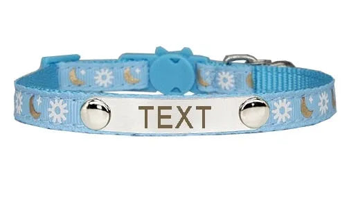 Blaues Katzenhalsband mit Gravur | Chic et Chat
