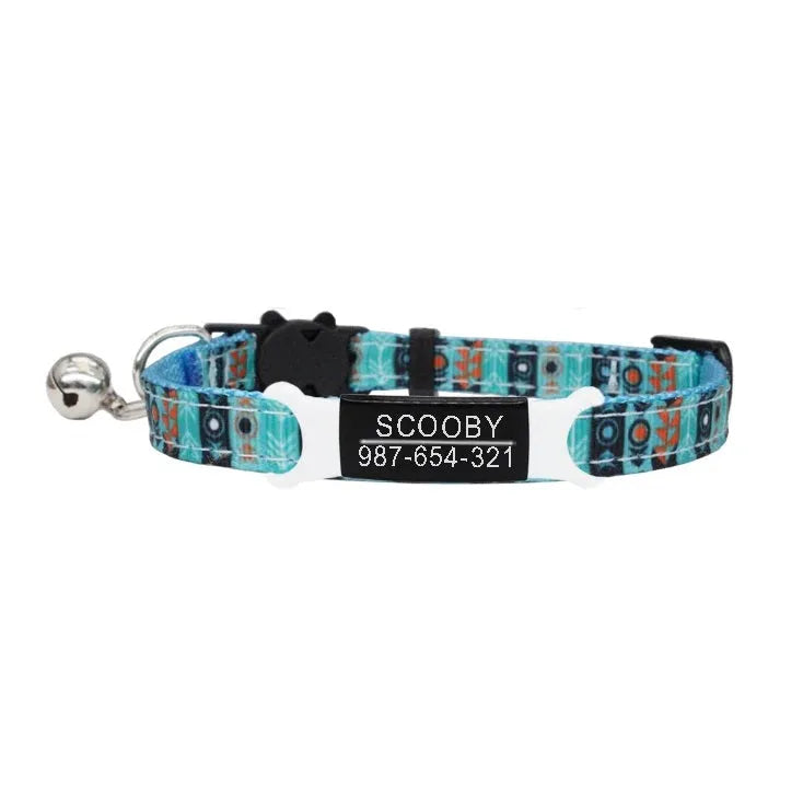 collier gravé pour chat bleu | Chic et Chat
