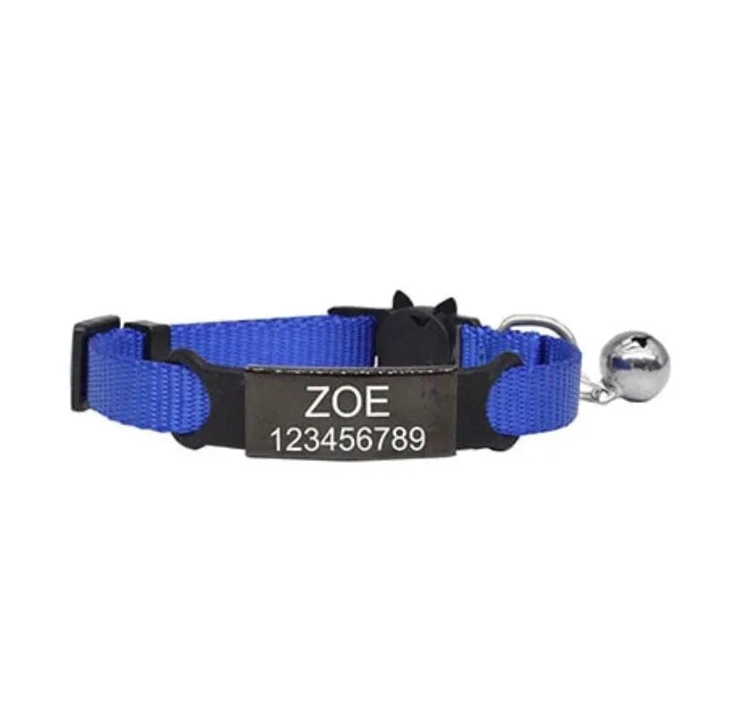 collier bleu gravé pour chat | Chic et Chat