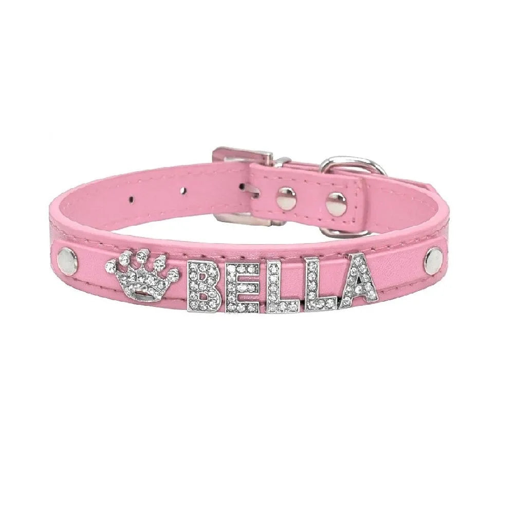 collier personnalisé pour chat rose bling bling