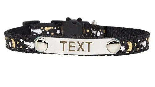 collier gravé noir pour chat