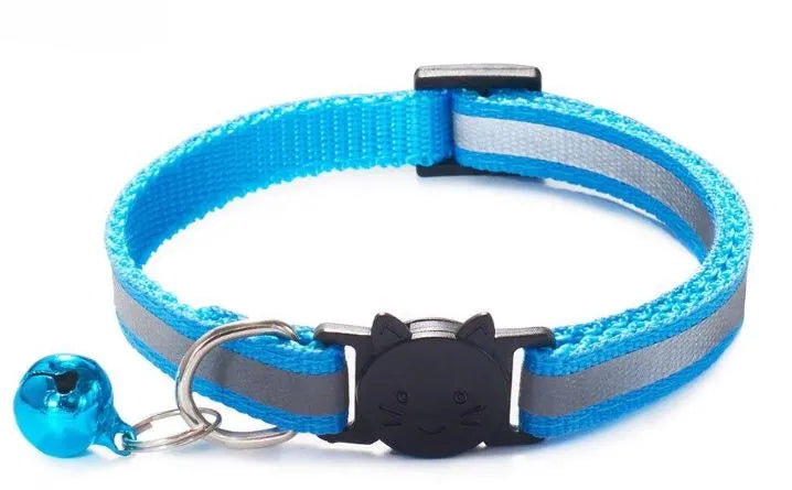 Reflective Cat Collar with Bell - sky blue | Chic et Chat