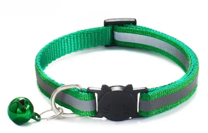 Reflective Cat Collar with Bell - neon light green | Chic et Chat