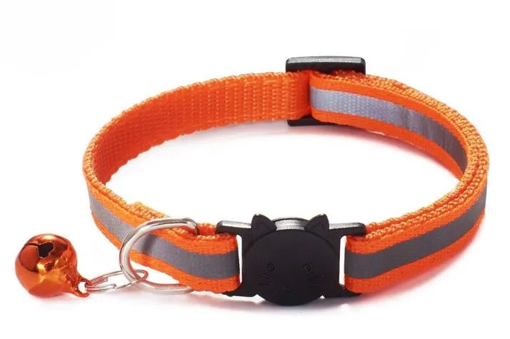 Reflective Cat Collar with Bell - orange | Chic et Chat