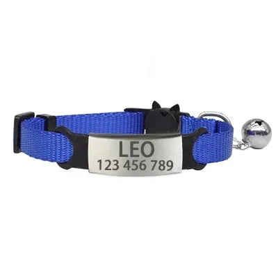 collier pour chat personnalisé bleu