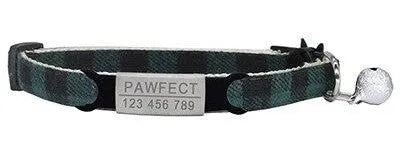 Collar de cuadros personalizable antiahogo para gato - Verde | Chic et Chat