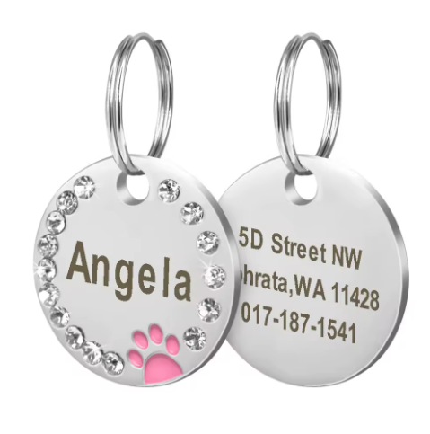 Médaille Brillante Bling Bling Gravée pour Chat - Violet | Chic et Chat