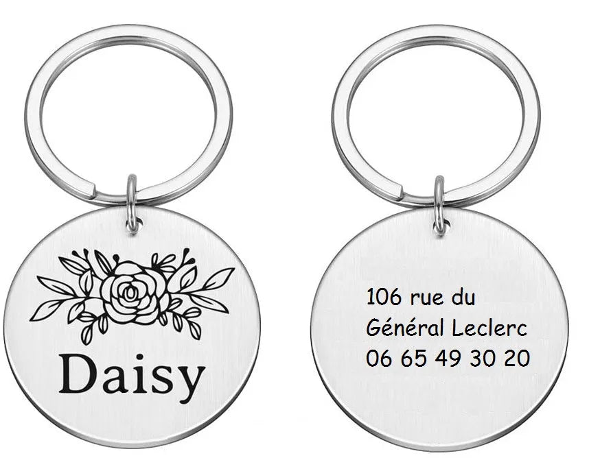 médaille gravée pour chat argent