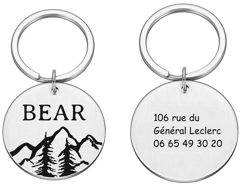 médaille gravée pour chat argent