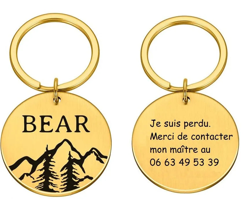 médaille gravée pour chat or