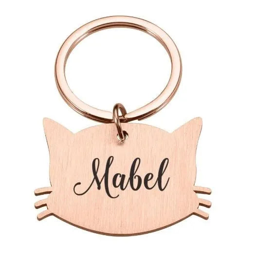 médaille pour chat à graver rose