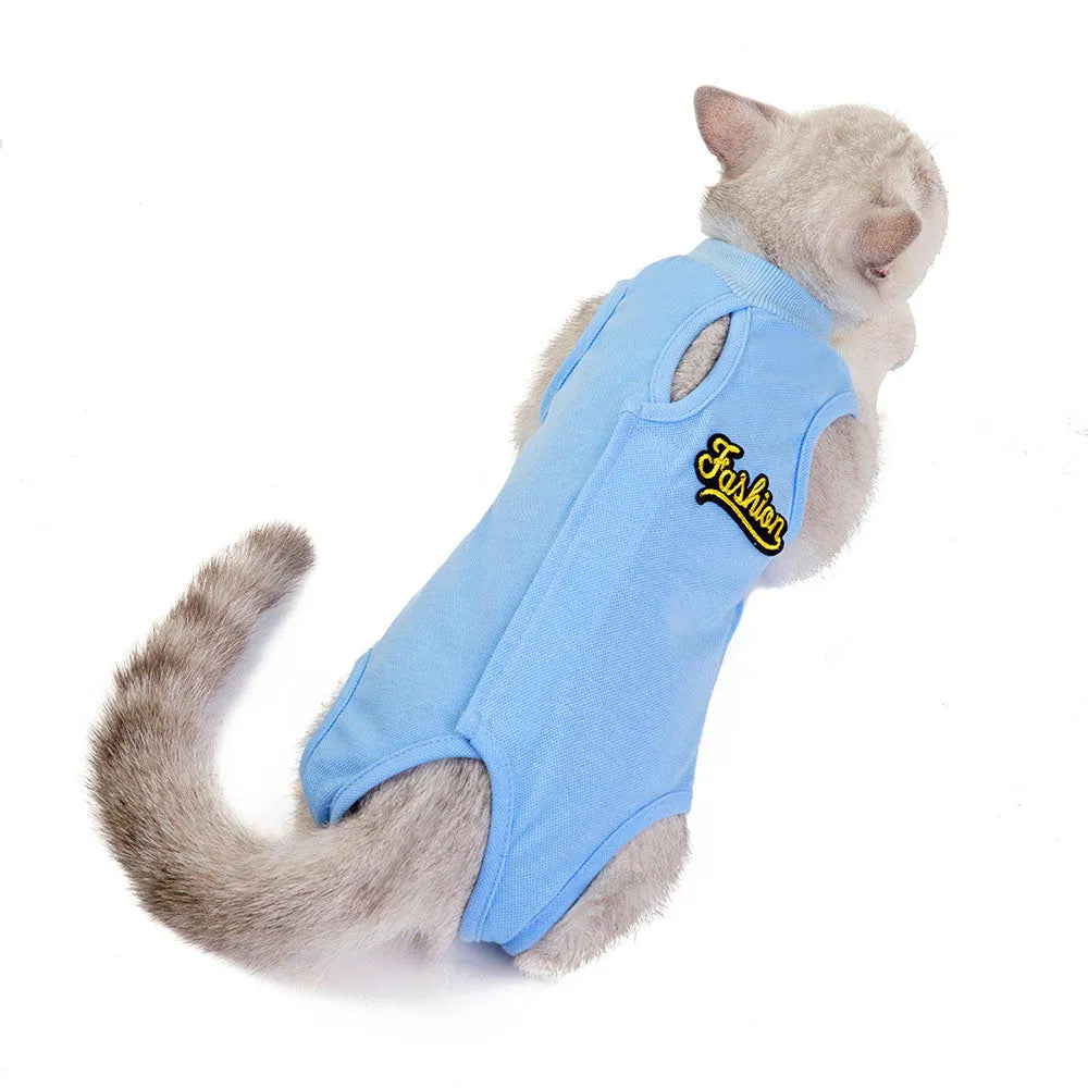Body postoperatorio para gato - Blanco estampado | Chic et Chat